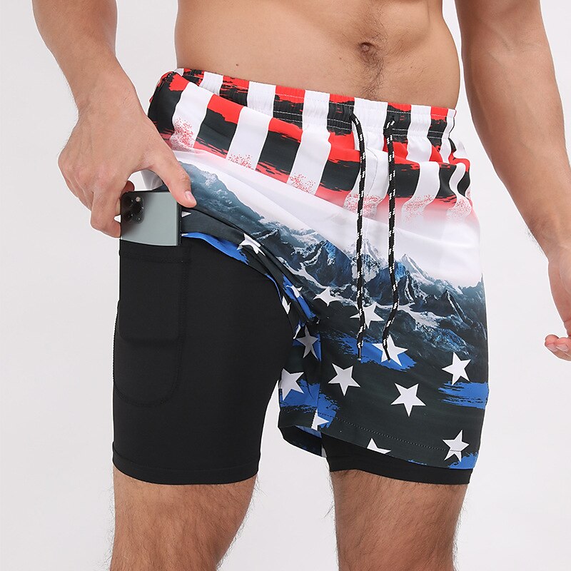 Men's Board Shorts Swim Shorts Swim Trunks Drawstring With Compression Liner Gradient Graphic Prints Quick Dry Surfing Casual Holiday Hawaiian Boho 1 5