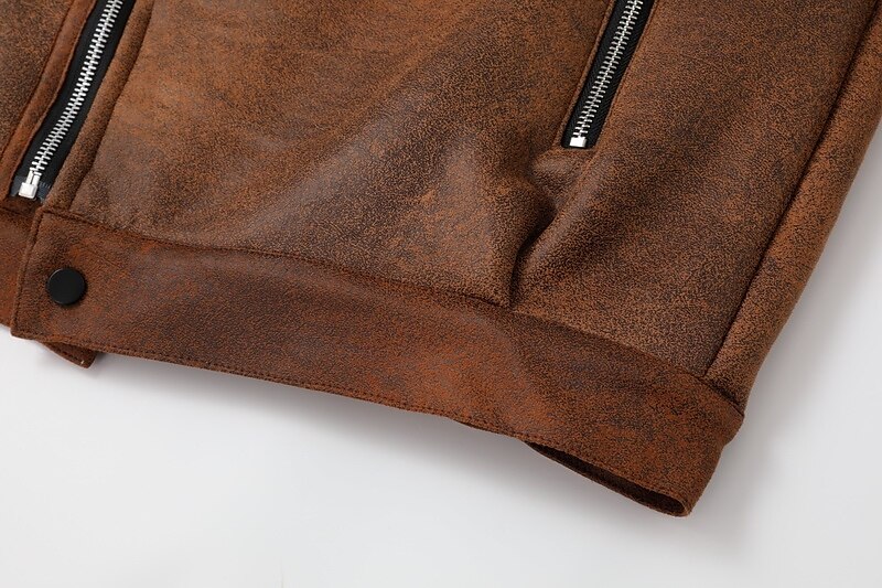 Men's Faux Leather Jacket Winter Jacket Fleece Jacket Sherpa Jacket Daily Vacation Thermal Warm Pocket Fleece Fall & Winter Plain Fashion Streetwear Lapel Regular Black Brown Green Jacket