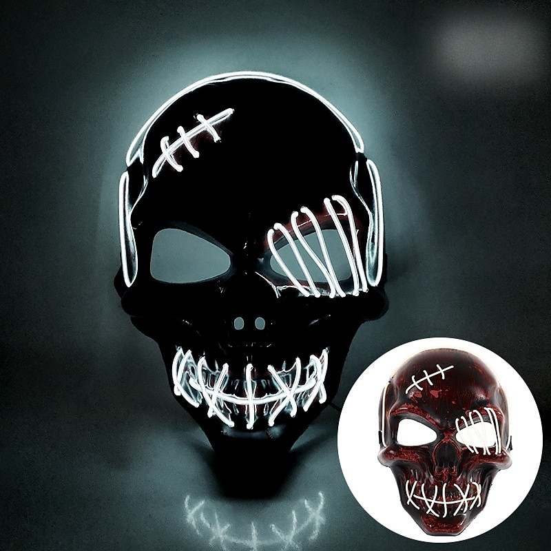 Halloween Glowing Mask LED Light Up Skeleton Pirate Mask Halloween Mask for Festival Cosplay Halloween Prop Carnival Gifts