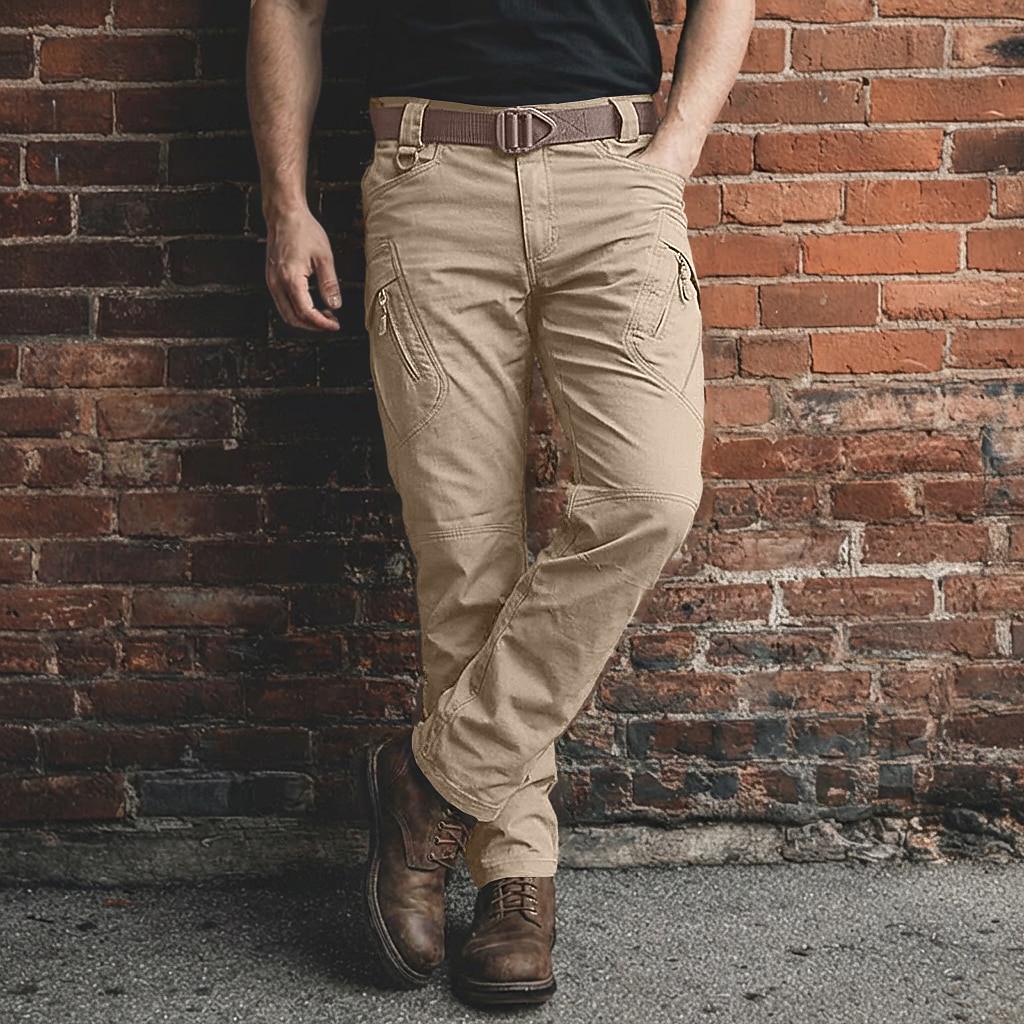 Men's Cargo Trousers Trousers Pocket Straight Leg Solid Color Plain Comfort Outdoor Full Length Casual Daily Outdoor Vacation Streetwear Black Army Green Inelastic