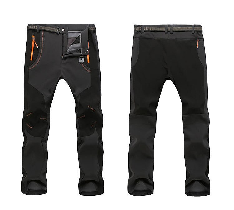 Men's Fleece Lined Pants Waterproof Hiking Pants Trousers Softshell Pants Winter Outdoor Thermal Warm Windproof Fleece Lining Pants / Trousers Bottoms Army Green Gray Black Hunting Fishing Climbing