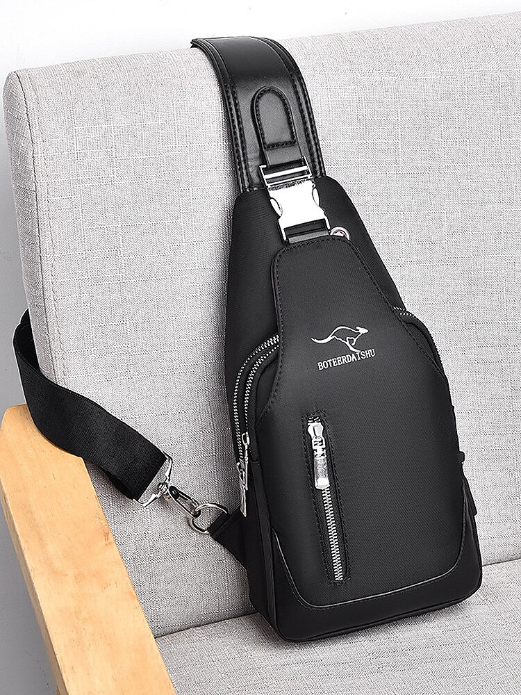 Men's Waterproof Oxford Cloth Sling Bag with USB Charging Port with Card Holder Set, Multi-Way Wear, Available in Multiple Colors, Perfect for Casual and Outdoor Use