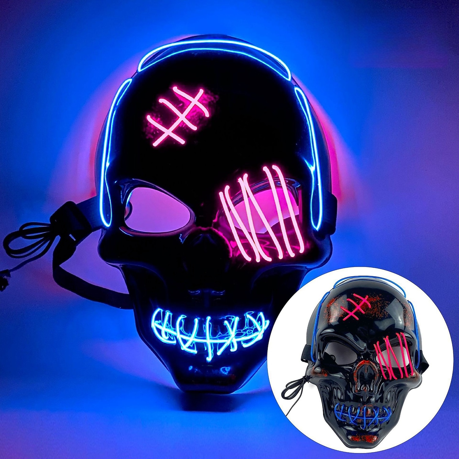 Halloween Glowing Mask LED Light Up Skeleton Pirate Mask Halloween Mask for Festival Cosplay Halloween Prop Carnival Gifts