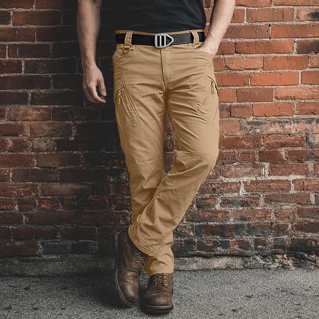 Men's Cargo Trousers Trousers Pocket Straight Leg Solid Color Plain Comfort Outdoor Full Length Casual Daily Outdoor Vacation Streetwear Black Army Green Inelastic