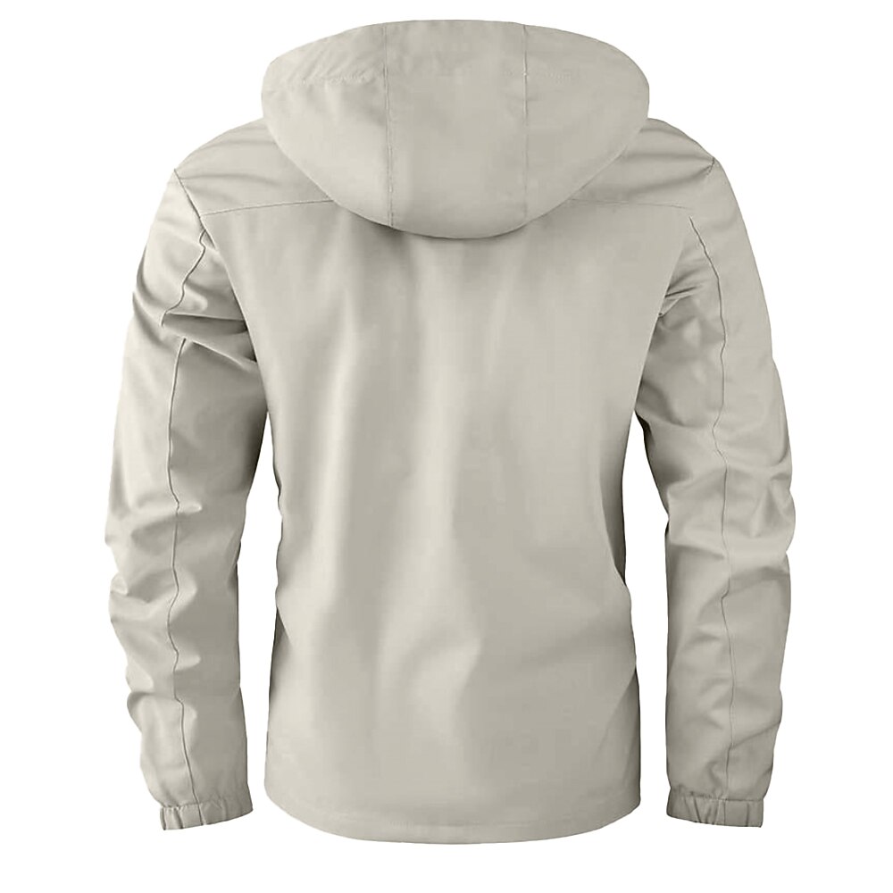 Men's Winter Coat Winter Jacket Sport Coat Raincoat Outdoor Camping & Hiking Waterproof Windbreaker Zipper Pocket Fall Winter Solid Color Fashion Streetwear Hooded Regular Wine Black White Army Green