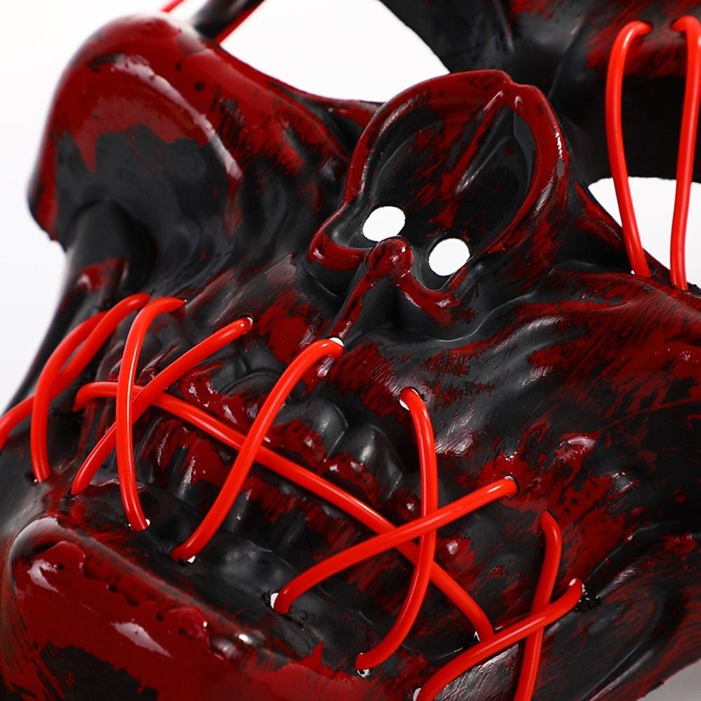 Halloween Glowing Mask LED Light Up Skeleton Pirate Mask Halloween Mask for Festival Cosplay Halloween Prop Carnival Gifts