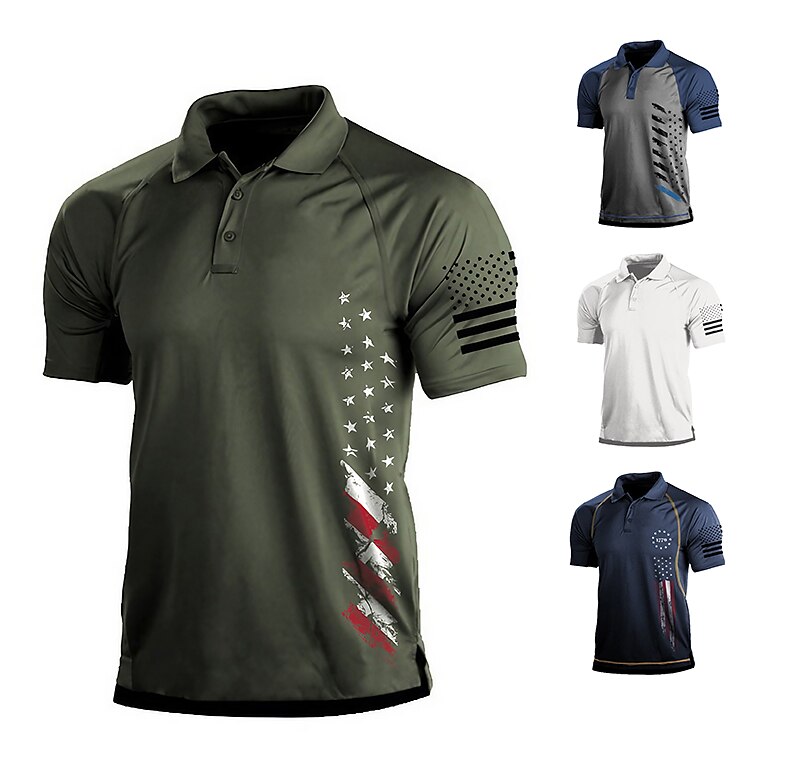 Men's Golf Polo Shirt Dark Grey White Army Green Short Sleeve Sun Protection Top Golf Attire Clothes Outfits Wear Apparel