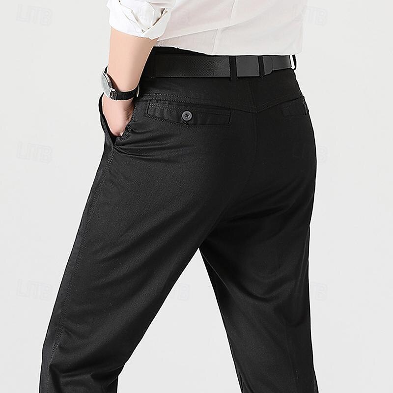 Men's Trousers Chinos Chino Pants Pocket Plain Comfort Breathable Outdoor Daily Going out Fashion Casual Black Khaki