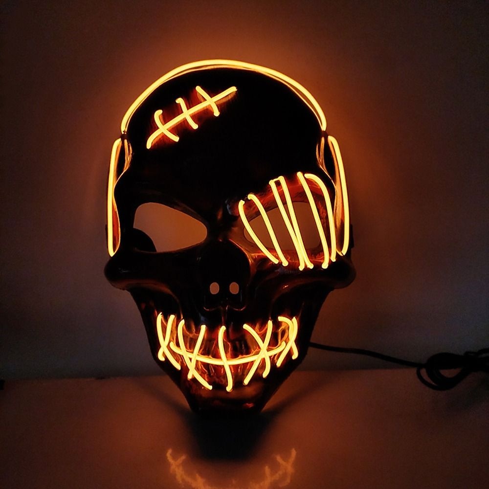 Halloween Glowing Mask LED Light Up Skeleton Pirate Mask Halloween Mask for Festival Cosplay Halloween Prop Carnival Gifts