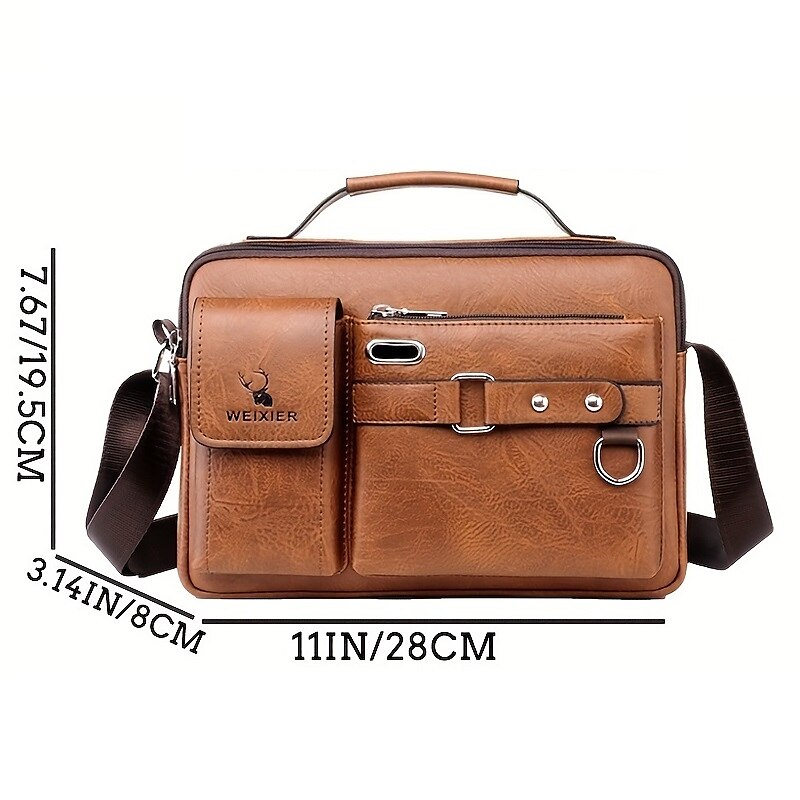 Men Shoulder Bag Business Crossbody Messenger Bag for 10.4 iPad PU Leather Business Handbags Men Messenger Bags Fashion Man Crossbody Bag