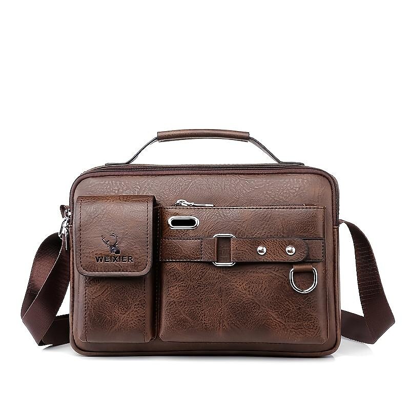 Men Shoulder Bag Business Crossbody Messenger Bag for 10.4 iPad PU Leather Business Handbags Men Messenger Bags Fashion Man Crossbody Bag