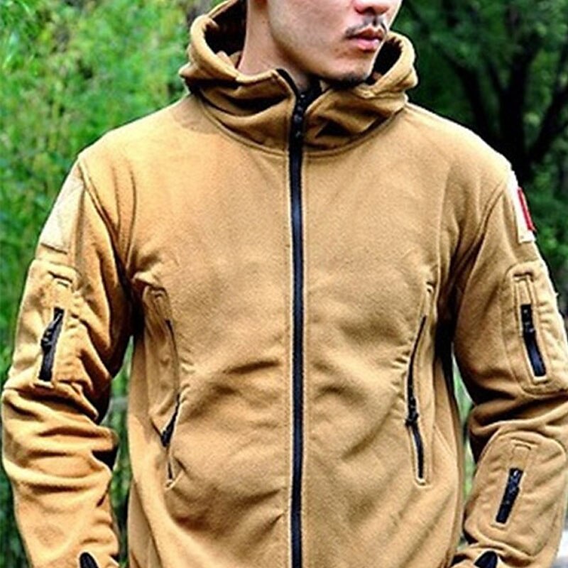 Men's Hoodie Full Zip Hoodie Jacket Outerwear Tactical Hoodie Black Army Green Khaki Gray Hooded Plain Sports & Outdoor Daily Holiday Streetwear Cool Casual Fall & Winter Clothing Apparel Hoodies