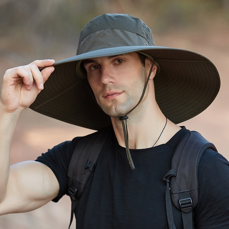 Super Wide Brim Sun Hat UPF50+ Waterproof Bucket Hat Sunscreen Sun Hat Fishing Hat Fisherman Hat Hiking Hat for Fishing Hiking Camping, Army Green Grey Dark Gray