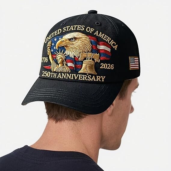 United States 250th Anniversary Cap Embroidered Patriotic Hat, Independence Day Celebration, USA Flag Design, Perfect Patriotic Gift for Men and Women Semiquincentennial