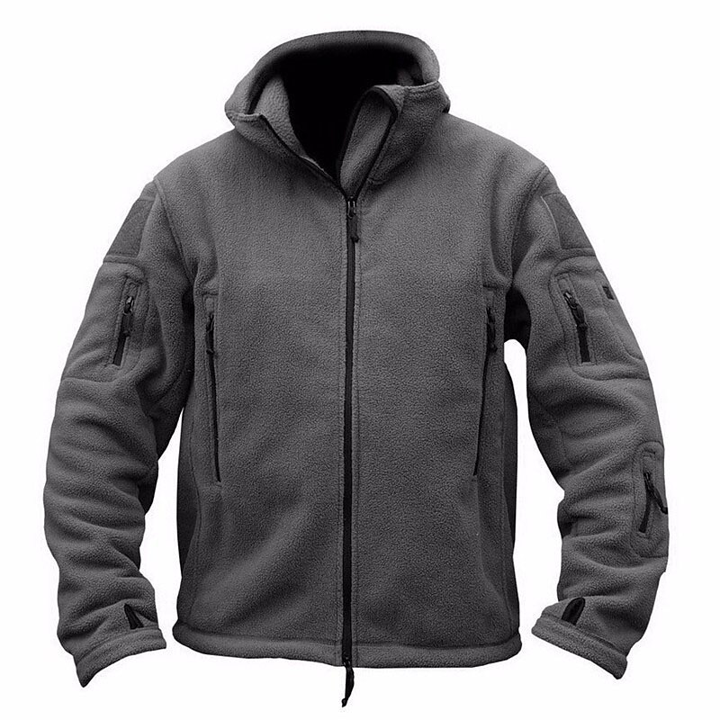 Men's Hoodie Full Zip Hoodie Jacket Outerwear Tactical Hoodie Black Army Green Khaki Gray Hooded Plain Sports & Outdoor Daily Holiday Streetwear Cool Casual Fall & Winter Clothing Apparel Hoodies