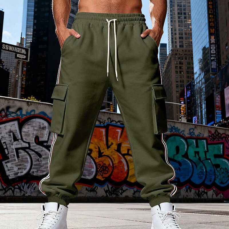 Men's Sweatpants Fleece Pants Joggers Trousers Winter Pants Drawstring Pocket Elastic Waist Plain Comfort Warm Sports Outdoor Daily Fashion Casual ArmyGreen Black Micro-elastic