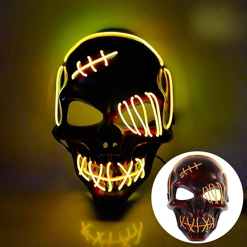 Halloween Glowing Mask LED Light Up Skeleton Pirate Mask Halloween Mask for Festival Cosplay Halloween Prop Carnival Gifts