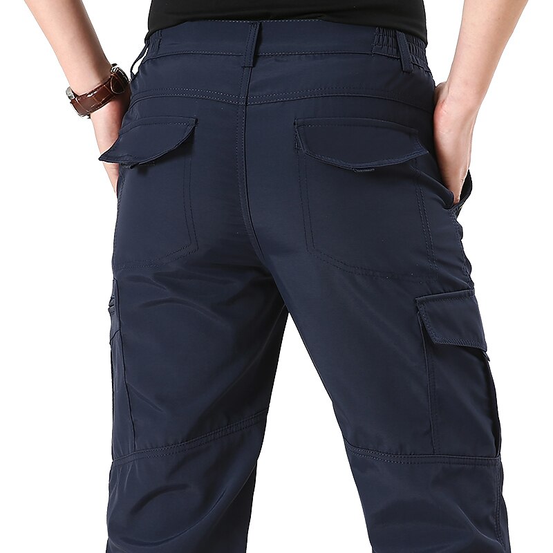 Men's Hiking Pants Trousers Fleece Lined Pants Softshell Pants Military Winter Outdoor Thermal Warm Windproof Multi Pockets Sweat wicking Pants / Trousers Bottoms Elastic Waist Zipper Pocket Black
