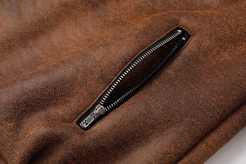 Men's Faux Leather Jacket Winter Jacket Fleece Jacket Sherpa Jacket Daily Vacation Thermal Warm Pocket Fleece Fall & Winter Plain Fashion Streetwear Lapel Regular Black Brown Green Jacket