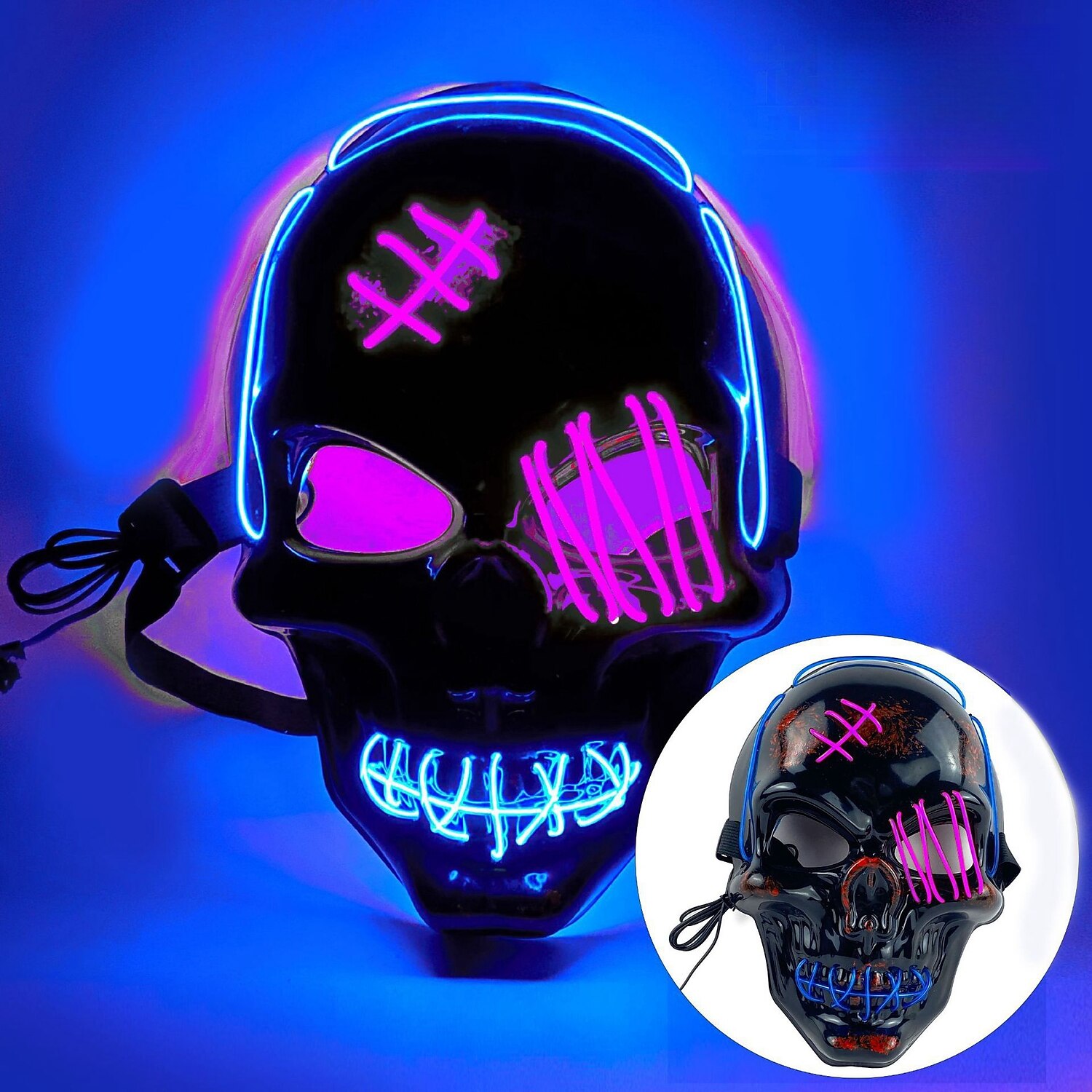 Halloween Glowing Mask LED Light Up Skeleton Pirate Mask Halloween Mask for Festival Cosplay Halloween Prop Carnival Gifts