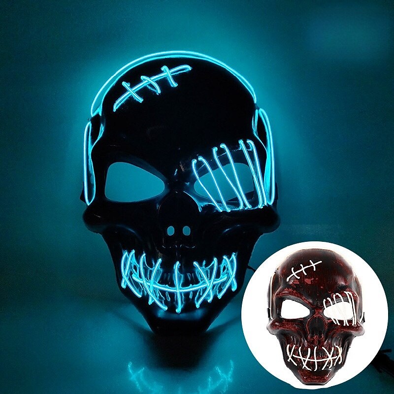 Halloween Glowing Mask LED Light Up Skeleton Pirate Mask Halloween Mask for Festival Cosplay Halloween Prop Carnival Gifts