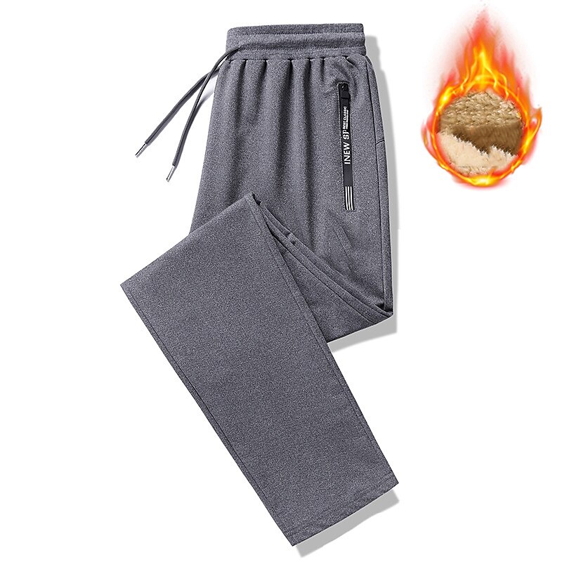 Men's Sweatpants Fleece Lined Pants Winter Outdoor Thermal Warm Windproof Breathable Lightweight Bottoms Thickened beam mouth black Thickened straight black Fishing Climbing Camping / Hiking / Caving