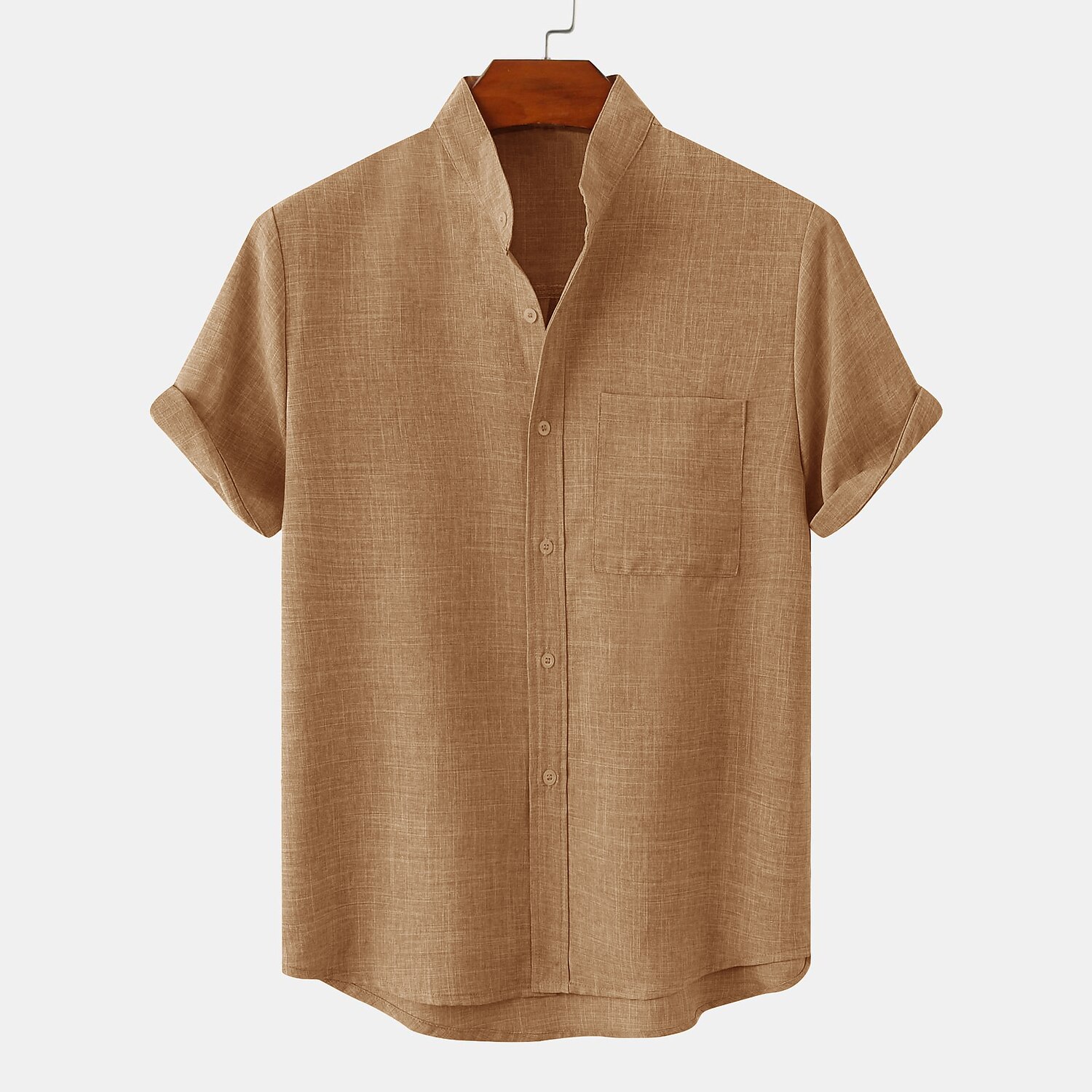 Men's Linen Shirt Casual Shirt Black White Yellow Short Sleeve Plain Henley Spring & Summer Hawaiian Holiday Clothing Apparel Front Pocket