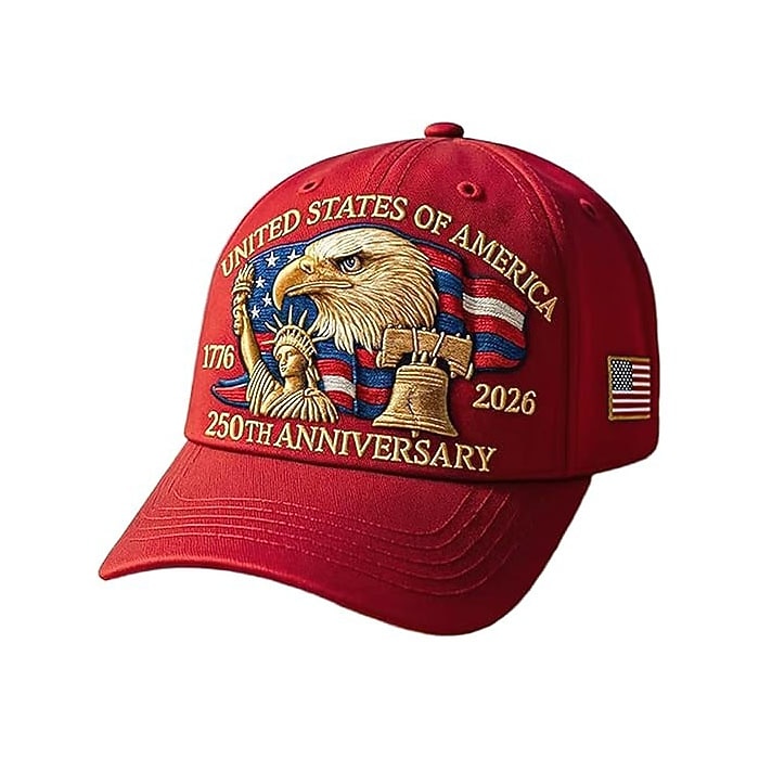 United States 250th Anniversary Cap Embroidered Patriotic Hat, Independence Day Celebration, USA Flag Design, Perfect Patriotic Gift for Men and Women Semiquincentennial