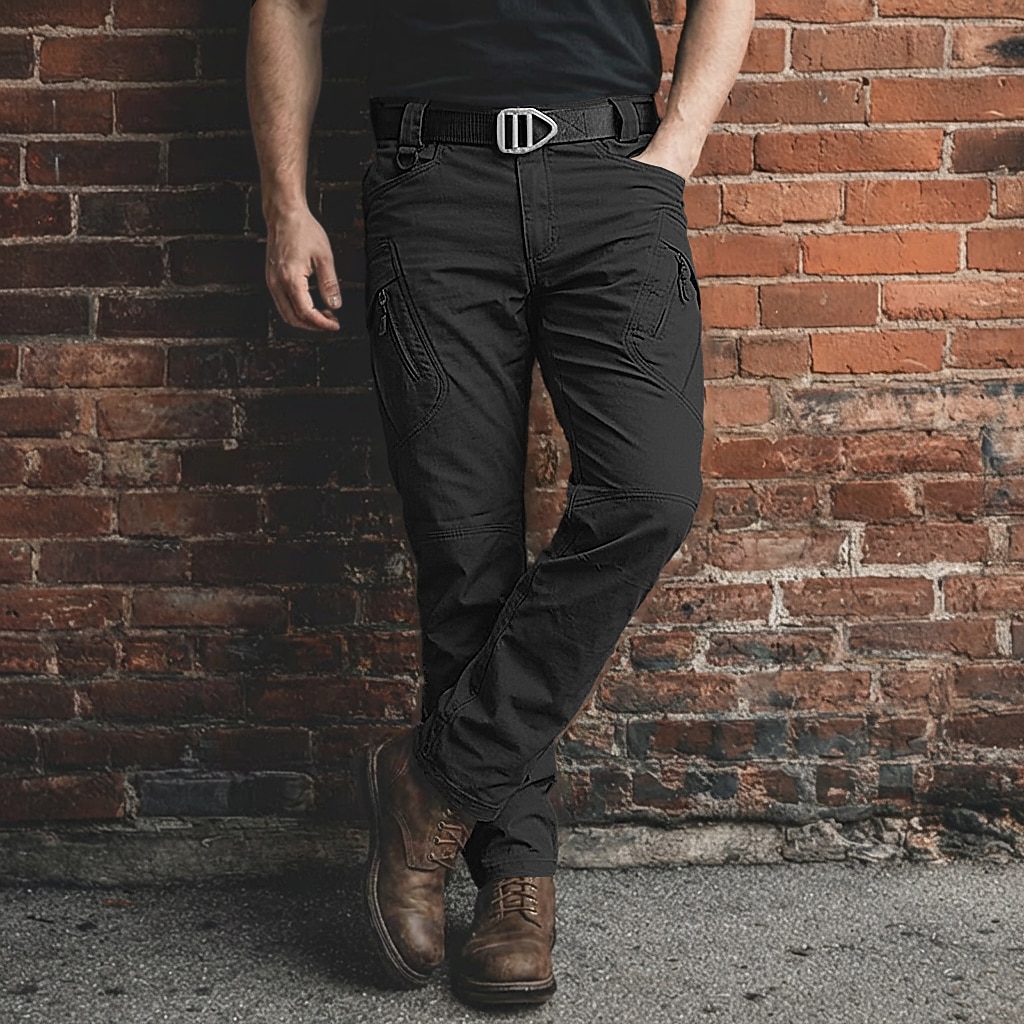Men's Cargo Trousers Trousers Pocket Straight Leg Solid Color Plain Comfort Outdoor Full Length Casual Daily Outdoor Vacation Streetwear Black Army Green Inelastic
