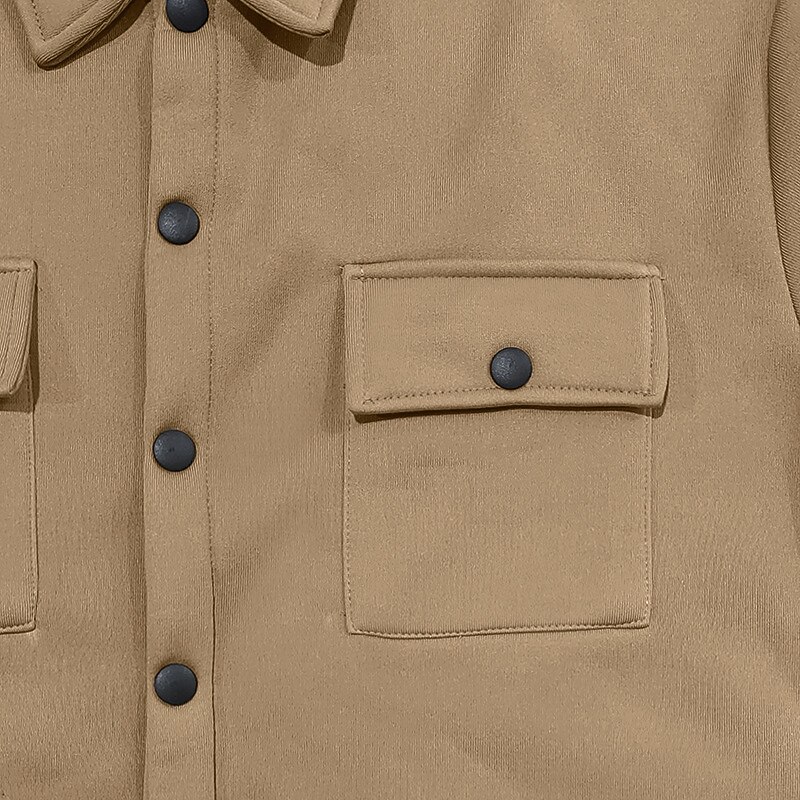 Men's Lightweight Jacket Cargo Jacket Casual Jacket Vacation Daily Warm Pocket Spring Fall Plain Fashion Classic Lapel Regular Black Red Khaki Light Grey Dark Gray Jacket