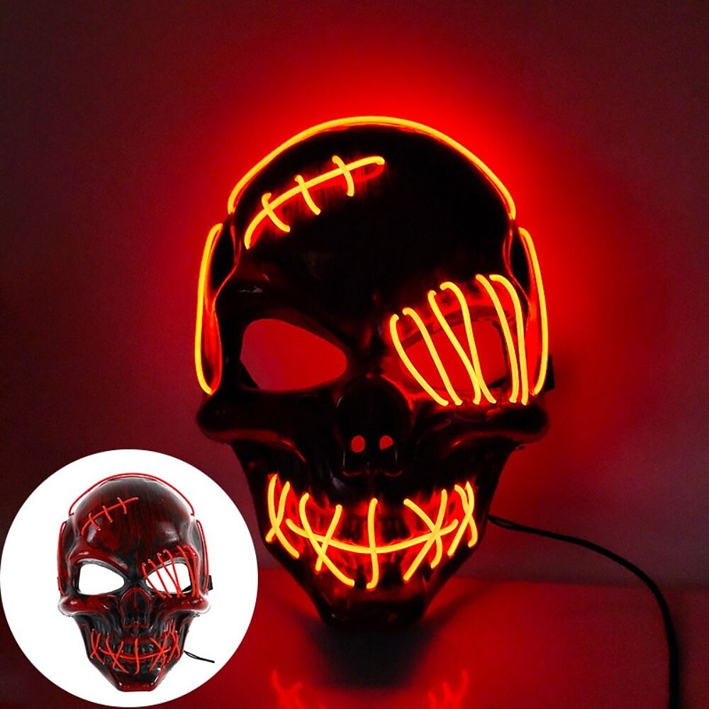 Halloween Glowing Mask LED Light Up Skeleton Pirate Mask Halloween Mask for Festival Cosplay Halloween Prop Carnival Gifts