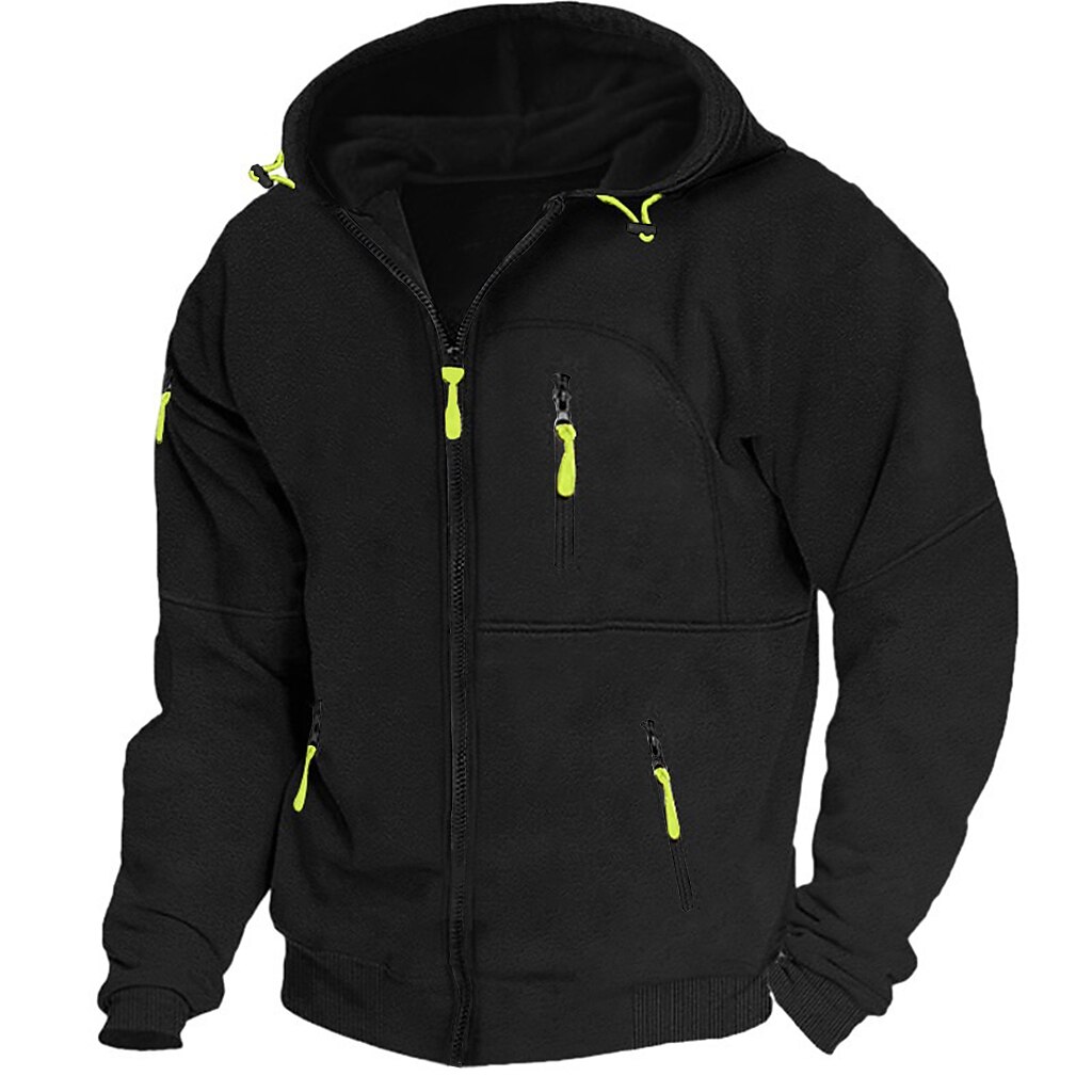 Men's Hoodie Full Zip Hoodie Fleece Hoodie Black White Wine Navy Blue Royal Blue Hooded Plain Zipper Pocket Sports & Outdoor Daily Holiday Streetwear Cool Casual Spring &  Fall Clothing