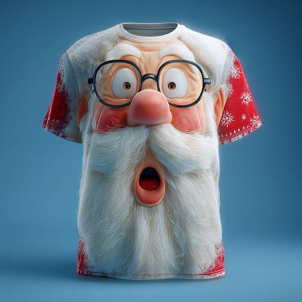 Christmas Men's Santa Claus 3D Cartoon T Shirt Short Sleeve T shirt 3D Print Crew Neck Shirt Daily Designer Artistic Vacation Party Street White 1 Red 3 Red All Seasons Clothing Apparel S M L XL XXL