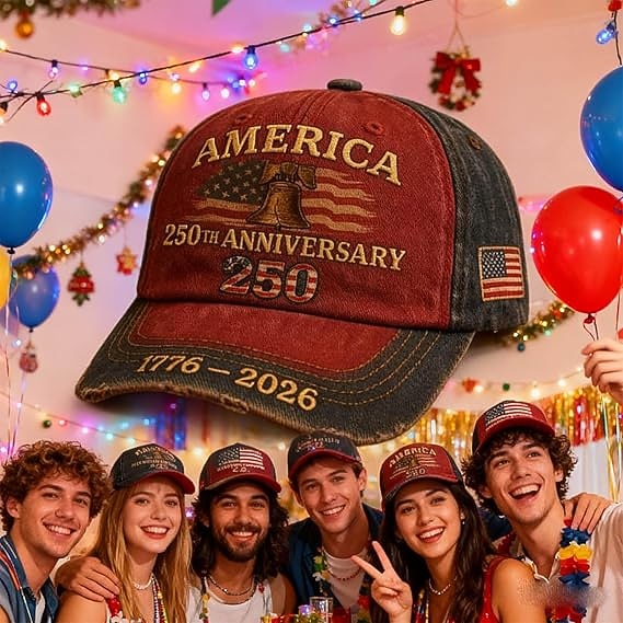 United States 250th Anniversary Cap Embroidered Patriotic Hat, Independence Day Celebration, USA Flag Design, Perfect Patriotic Gift for Men and Women Semiquincentennial