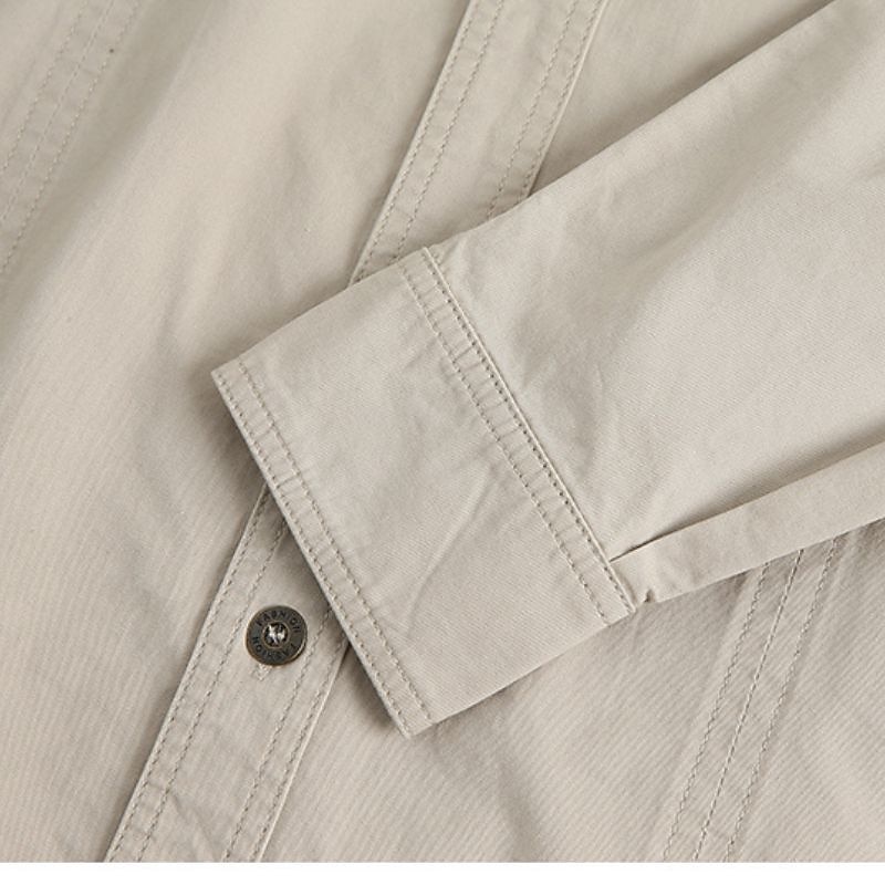 Men's Workwear Shirts Work Shirt Cargo Shirt Navy Blue khaki Light Grey Army Green Long Sleeve Plain Turndown Vacation Street Front Pocket Clothing Apparel Cotton Fashion Casual Comfortable