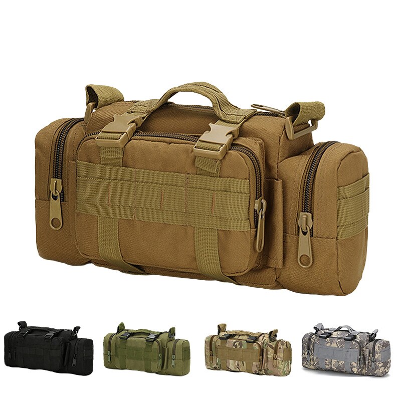 Fanny Pack Waist Bag / Waist pack Hiking Sling Backpack Breathable Wearable Multifunctional Lightweight Durable Outdoor Fishing Hiking Climbing Military Oxford Cloth Black Army Green Khaki