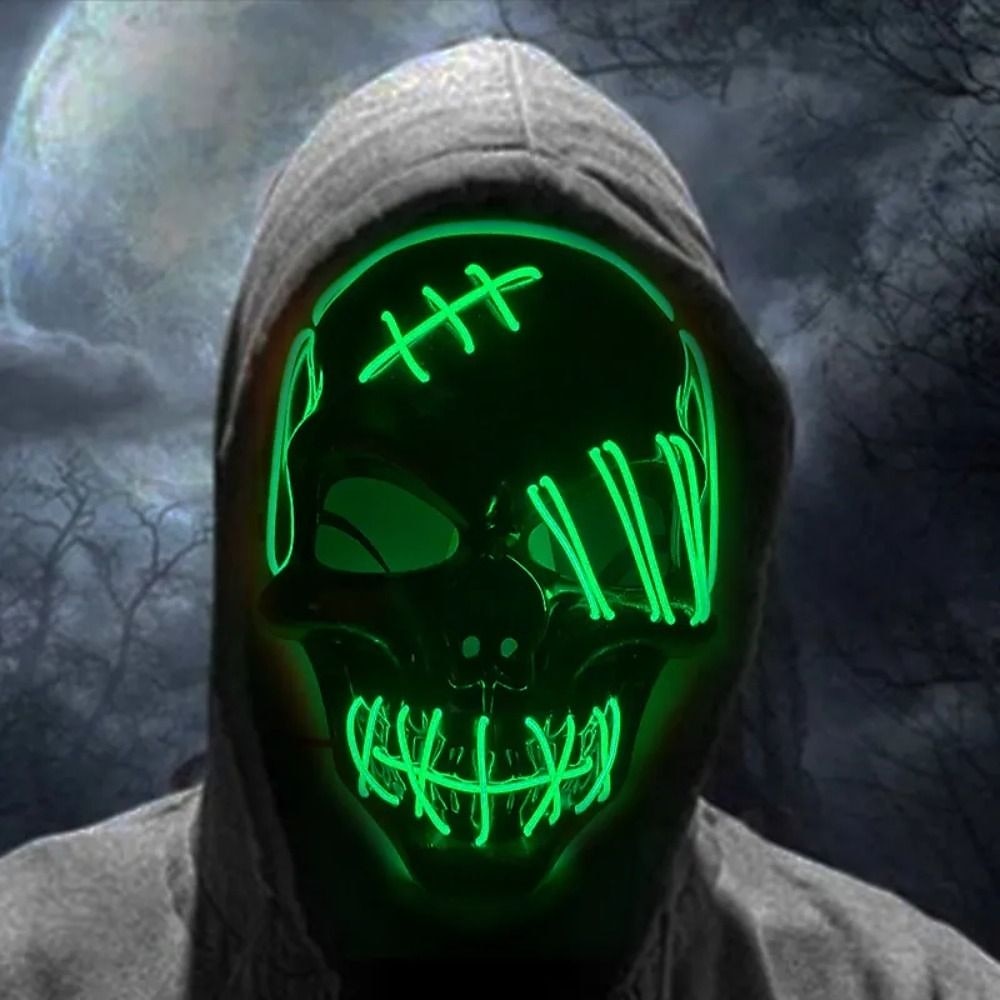 Halloween Glowing Mask LED Light Up Skeleton Pirate Mask Halloween Mask for Festival Cosplay Halloween Prop Carnival Gifts