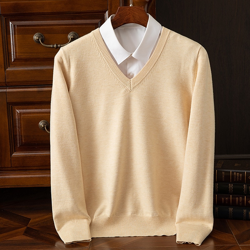 Men's Pullover Sweater Jumper Casual Sweater Knit Sweater Ribbed Knit Regular Tops Knitted Plain V Neck Fashion Casual Vacation Daily Wear Clothing Apparel Fall Winter Camel Wine S M L