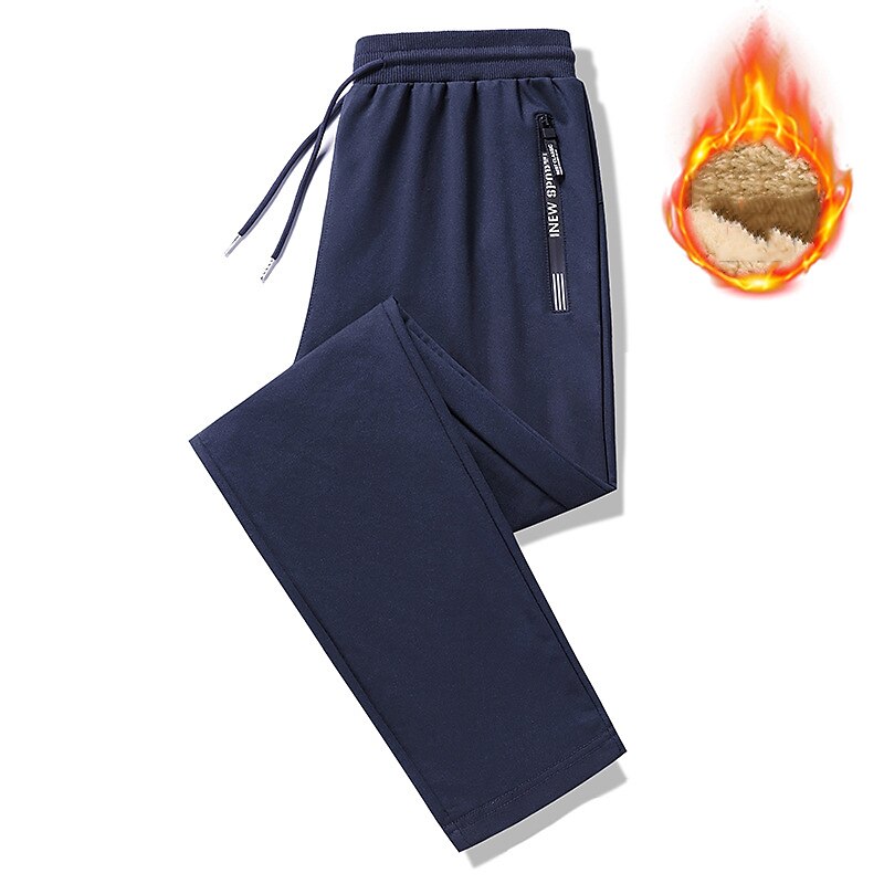 Men's Sweatpants Fleece Lined Pants Winter Outdoor Thermal Warm Windproof Breathable Lightweight Bottoms Thickened beam mouth black Thickened straight black Fishing Climbing Camping / Hiking / Caving
