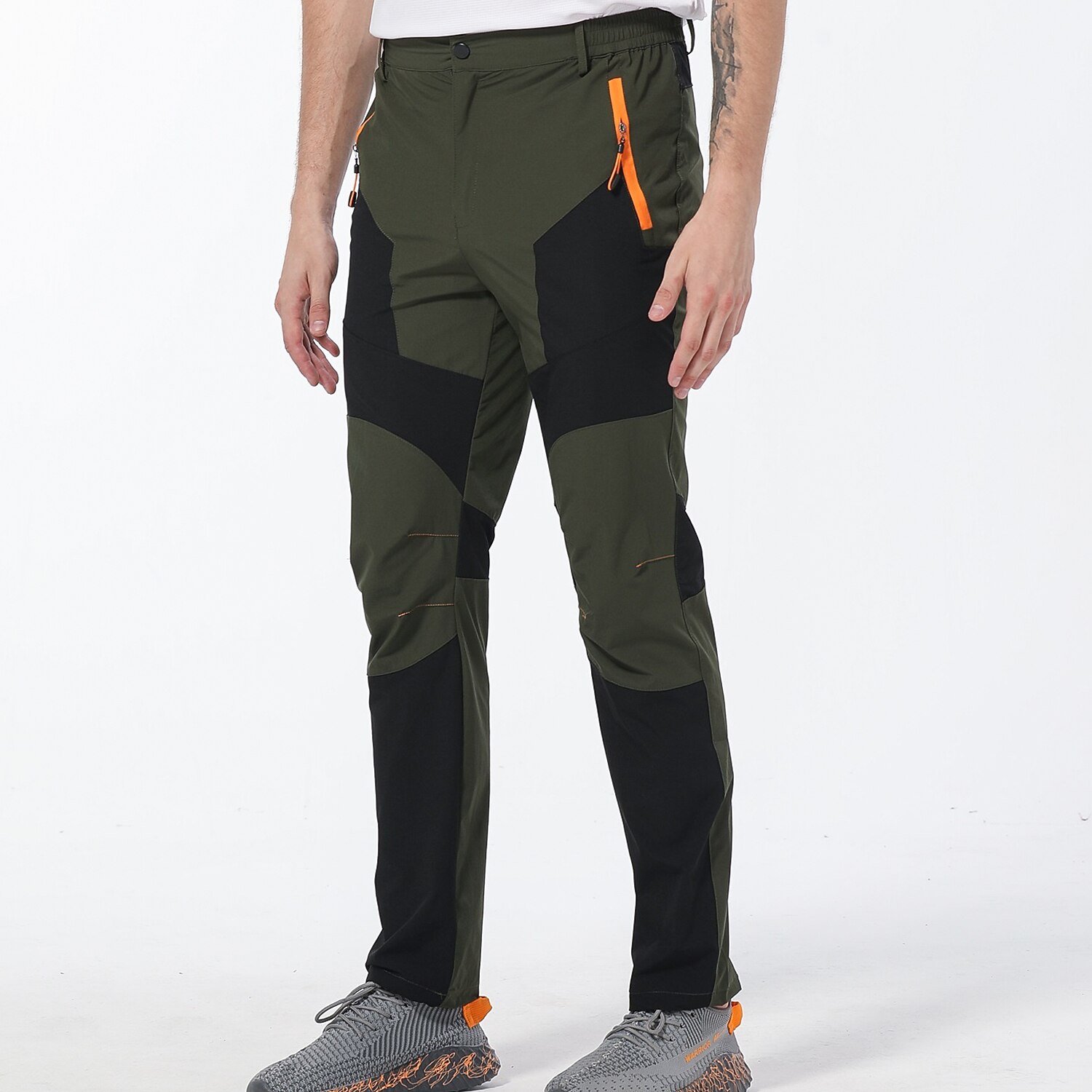 Men's Cargo Pants Hiking Pants Work Pants Trousers Safari Outdoor Pants Water Resistant Windproof Quick Dry Stretch 3 Zipper Pocket Elastic Waist Bottoms Black Khaki Army Green Climbing