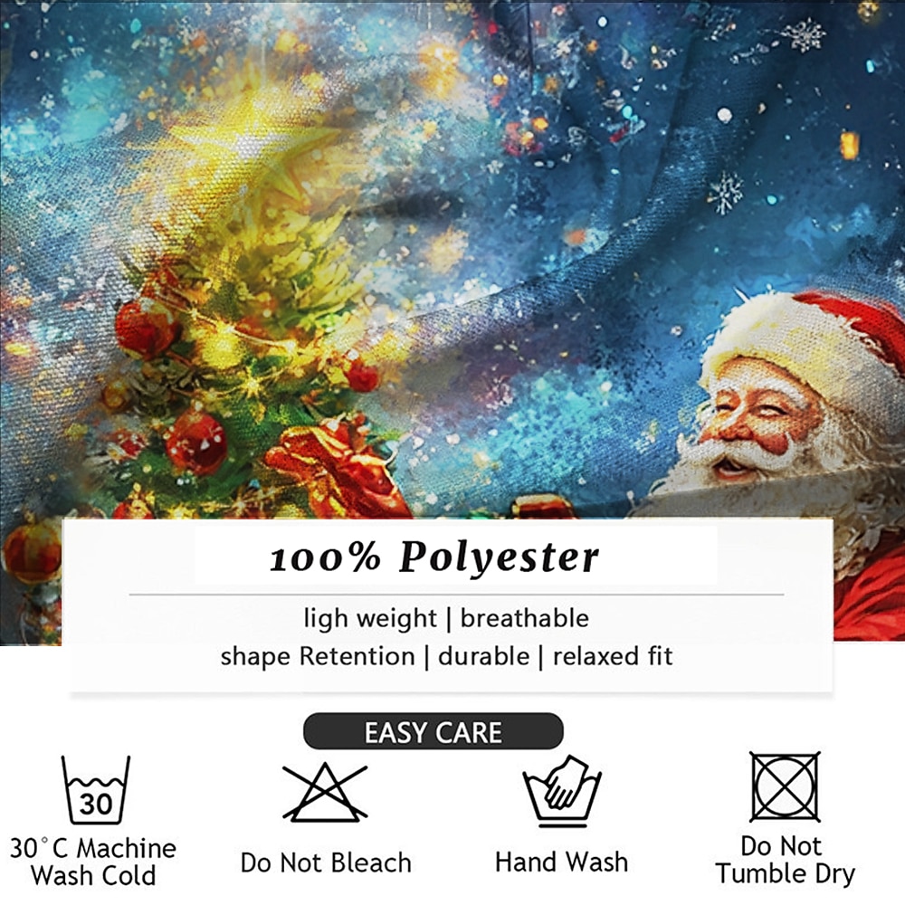 Men's Santa Claus Shirt Button Up Shirt Long Sleeve Casual Party Evening Wear Daily Fall Winter Spring & Summer Shirt Collar Button Up 3D Print White Red Blue Purple