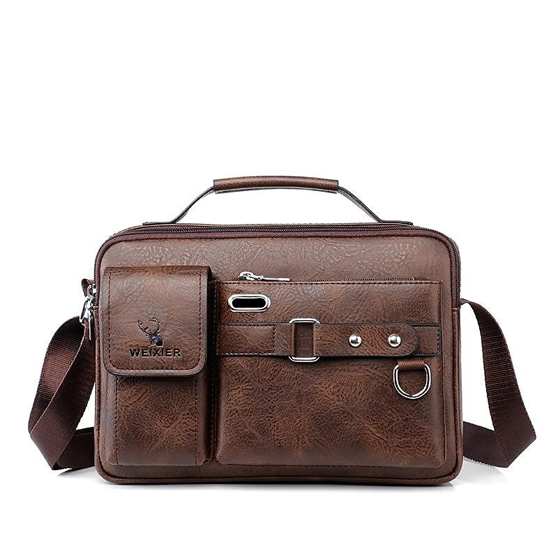 Men Shoulder Bag Business Crossbody Messenger Bag for 10.4 iPad PU Leather Business Handbags Men Messenger Bags Fashion Man Crossbody Bag