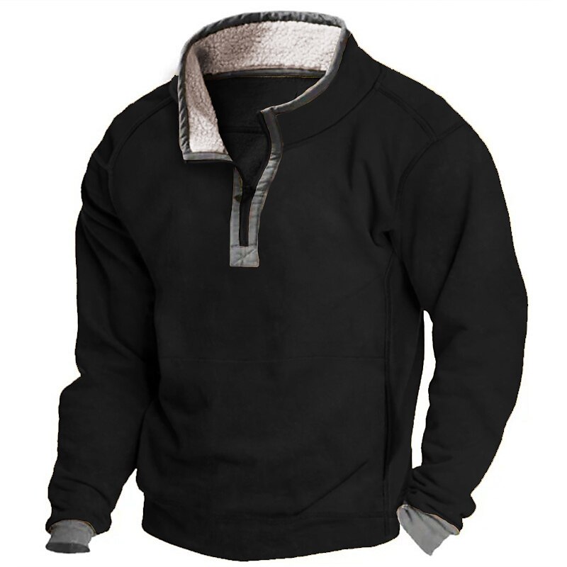 Men's Sweatshirt Black Army Green Navy Blue Brown Gray Standing Collar Plain Sports & Outdoor Daily Holiday Fleece Streetwear Basic Casual Fall & Winter Clothing Apparel Hoodies Sweatshirts  Long