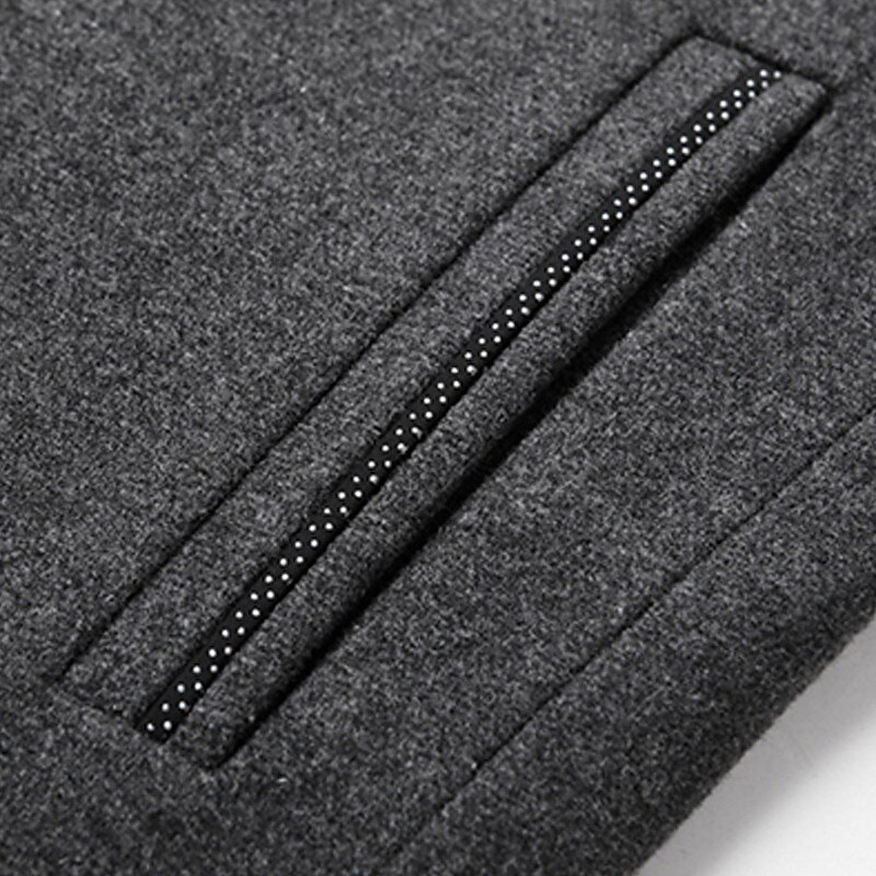 Men's Peacoat Trench Coat Vacation Daily Fall Winter Windproof Outerwear Clothing Apparel Fashion Classic Plain Pocket Stand Collar Single Breasted