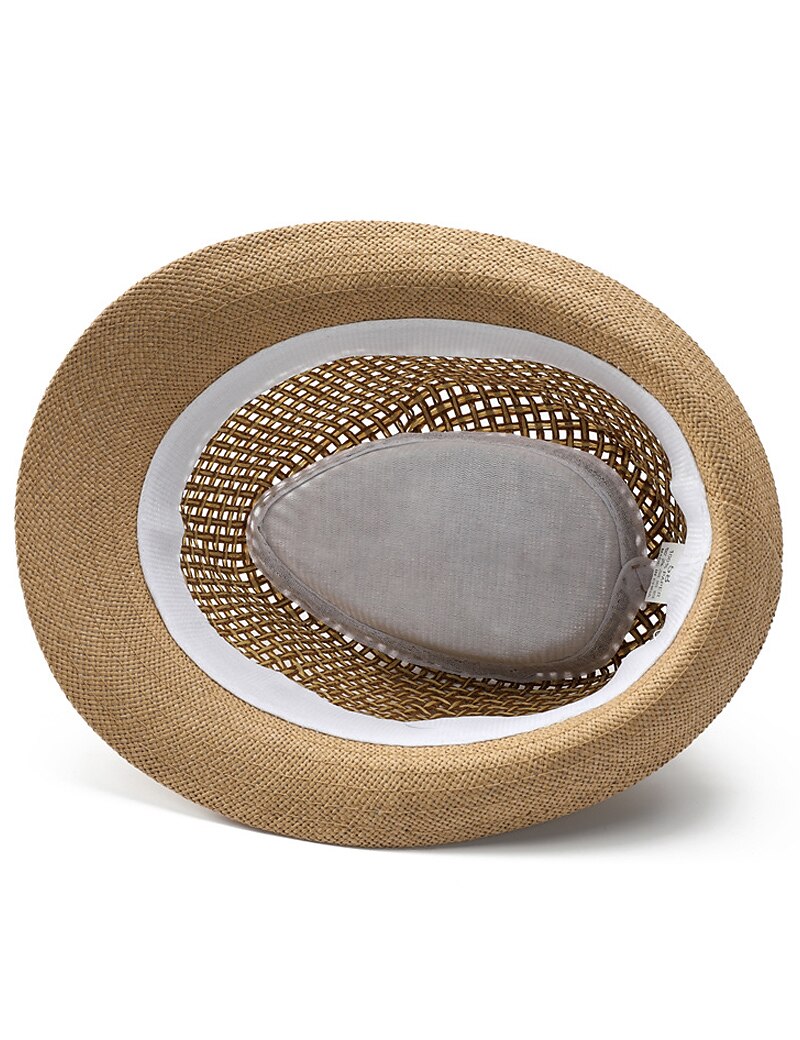 Unisex Boho Straw Hat Men Sun Hat Tape Decor Hollow Out Safari Hat Gambler Hat Khaki Licorice Mesh Stylish Casual Outdoor Holiday Going out Plain Sunscreen