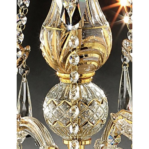 35" Tall" Luminere" 8 LED Light Chandelier with Crystals, Matte Gold and Crystal