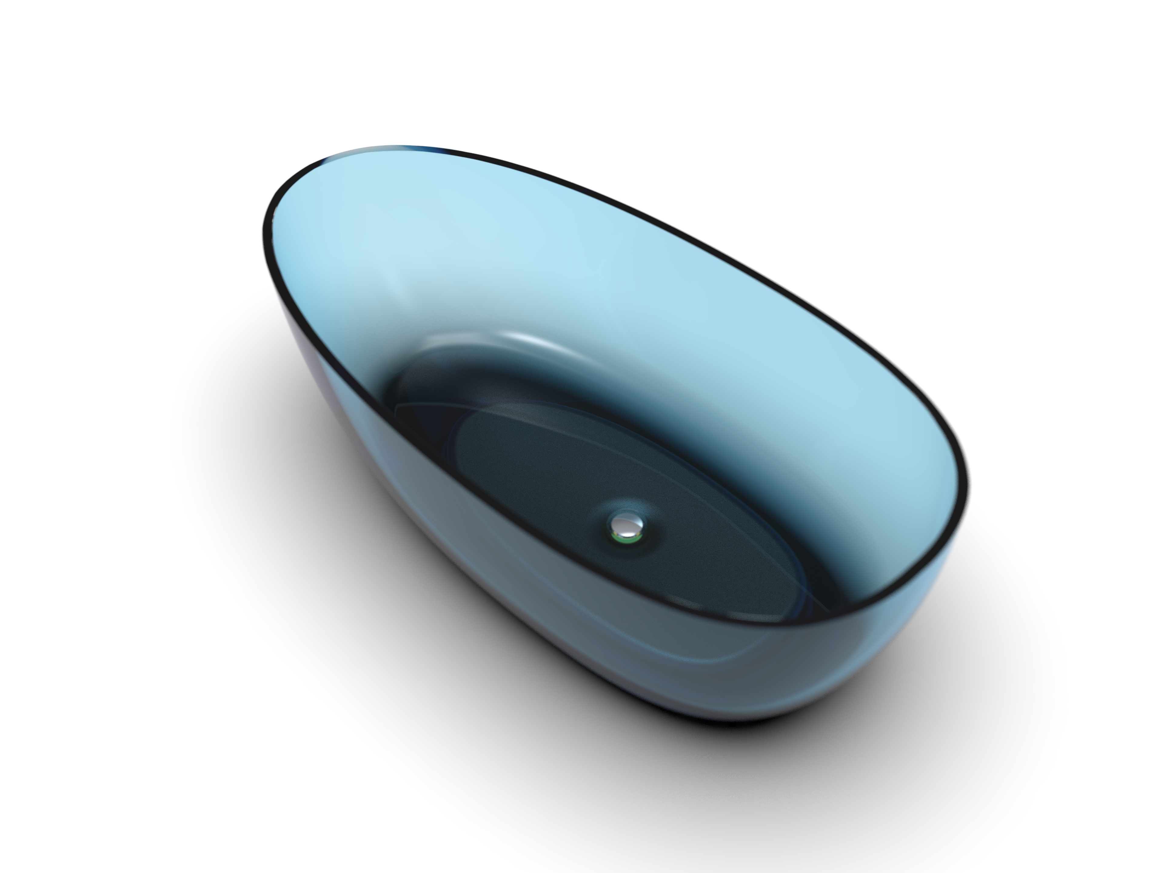 71'' Stone Resin Oval Modern Art Color Transparent Freestanding Soaking Bathtub Blue Sky