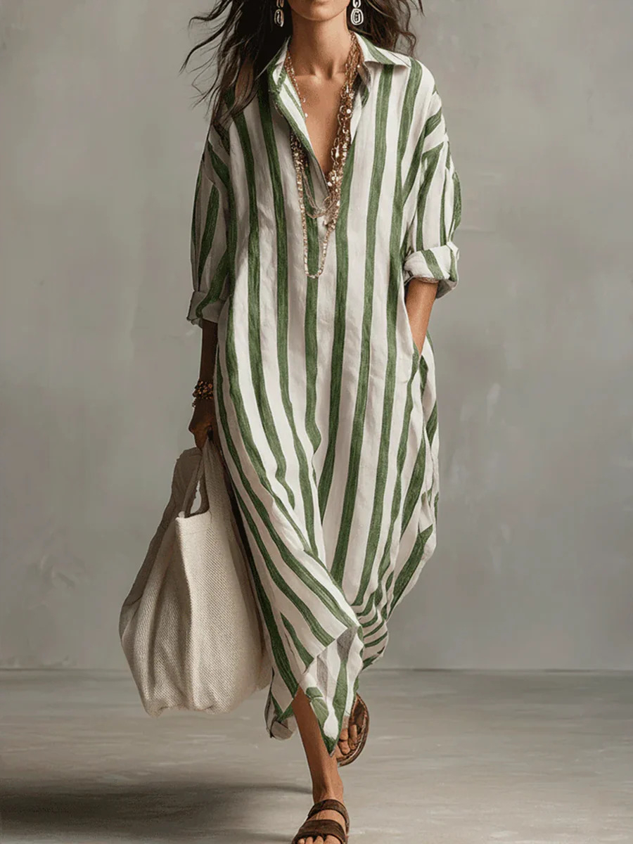 Vertical Striped Shirt Dress-🔥BUY NOW GET 55% OFF🔥