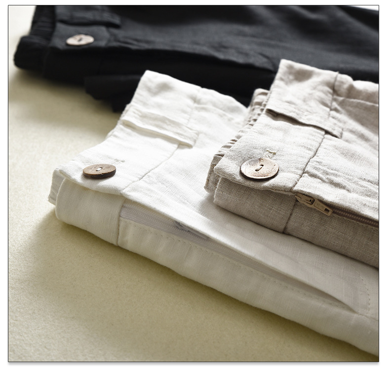 Women's Casual Linen Wide Leg Buttoned Pants