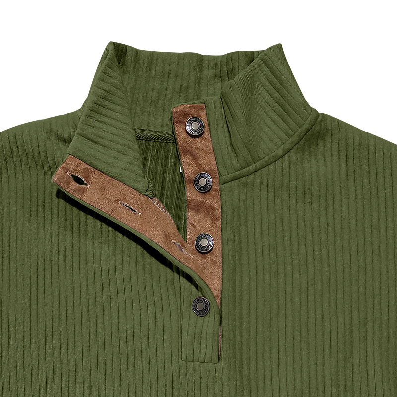 Men's Stand-up Collar Casual Outdoor vertical stripes Corduroy Sweatshirt（Contains cashmere）